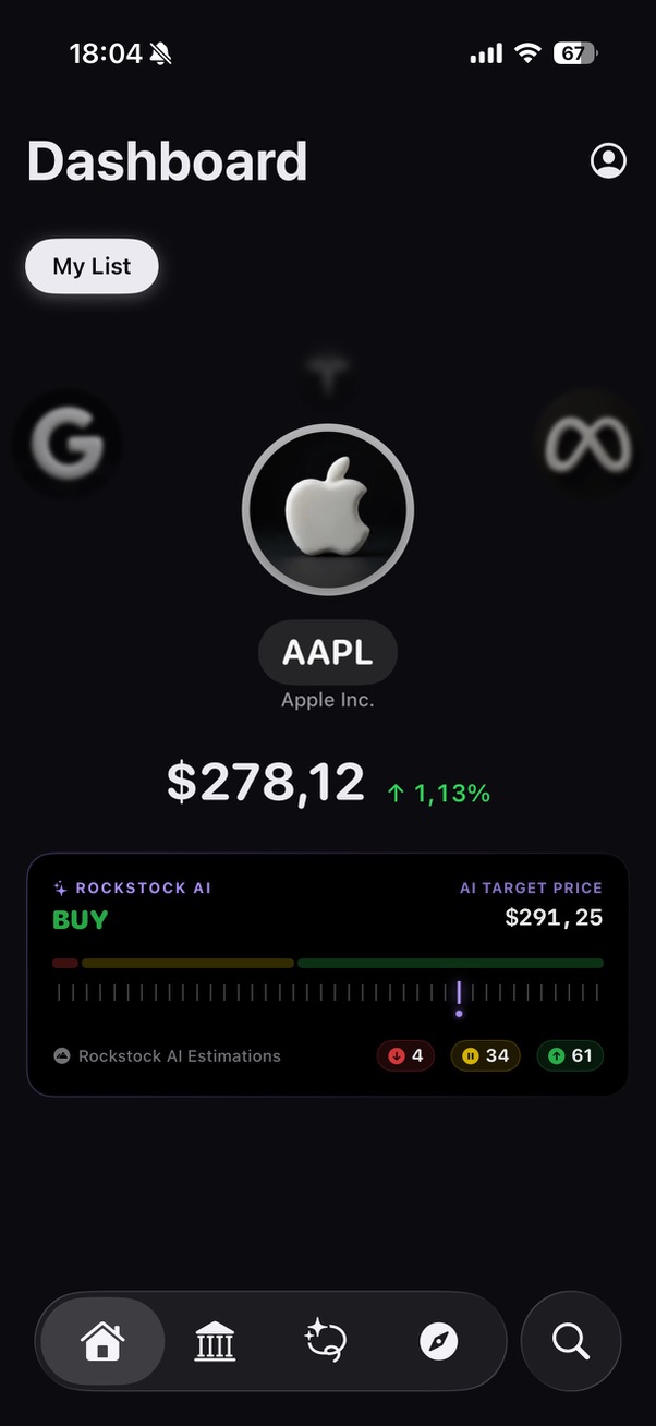 Rockstock app screen